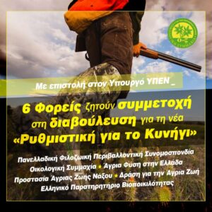 Δελτίο Τύπου: Προτάσεις 6 Φορέων για νέα Ρυθμιστική για το κυνήγι στο Υπουργείο Περιβάλλοντος